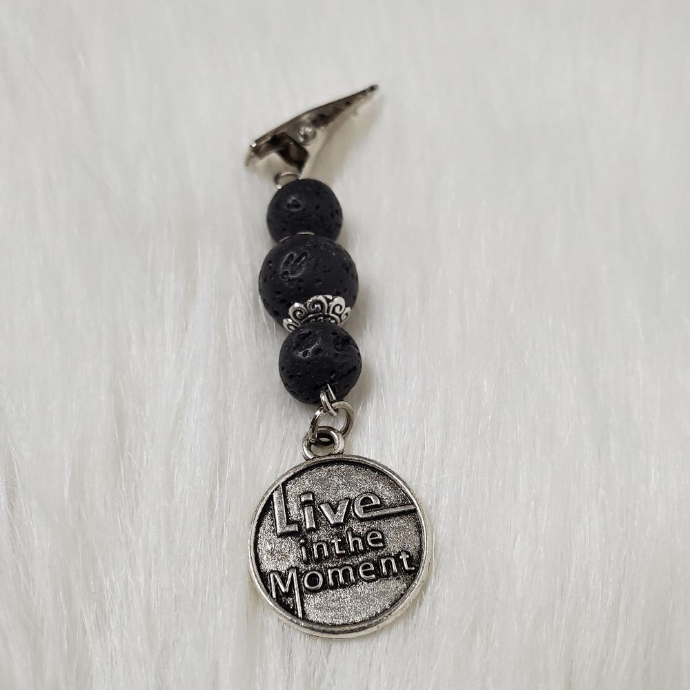 ESSENTIAL CHARMS Volcanic lava beaded Pin Brooch